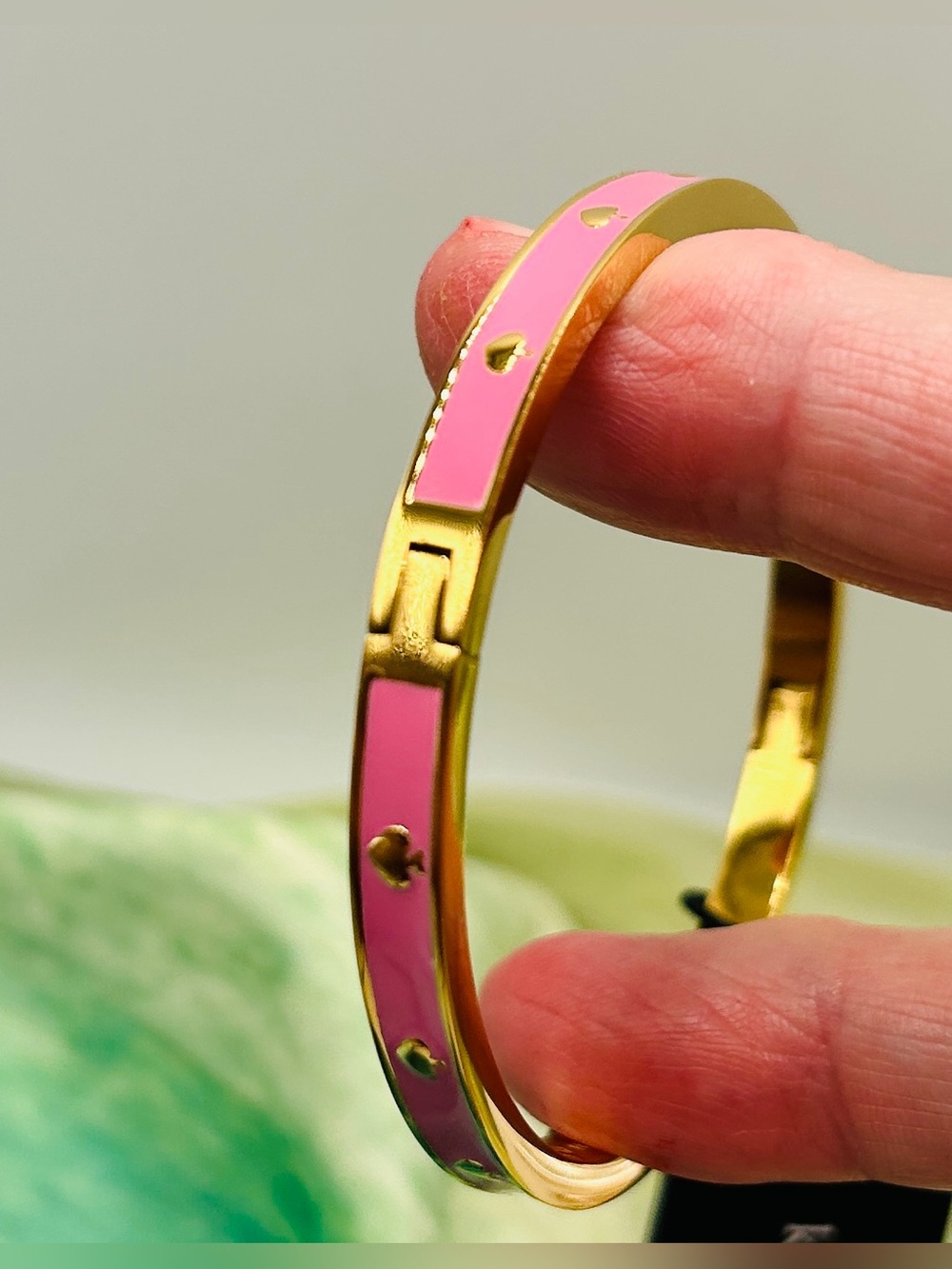 Kate Spade Spot the Spade Enamel Bangle  Pink & Gold